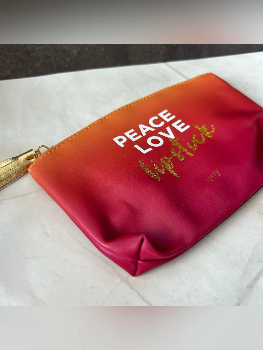 ipsy Gradient 'Peace Love Lipstick' Cosmetic Bag